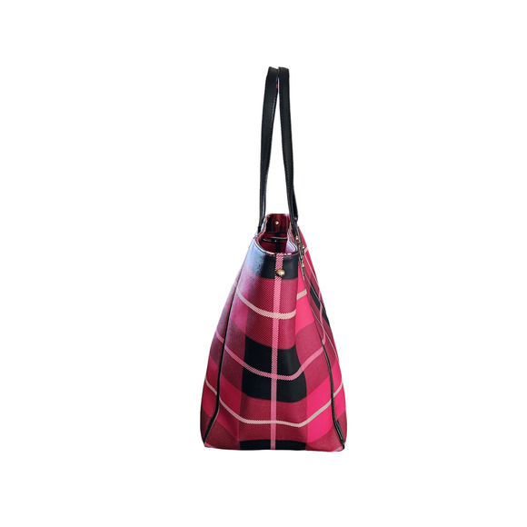 Kate Spade Ellison Avenue Sidney Tote Bag, Plaid Snapdragon Pink and wallet - Picture 7 of 15